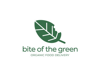 Obraz premium Organic food delivery logo design icon vector in green color with white background.