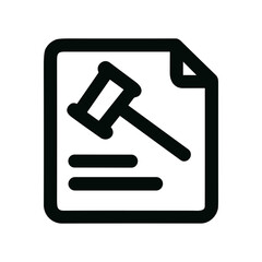 Line Drawing Hammer Law Document Shape Icon Minimalist Style