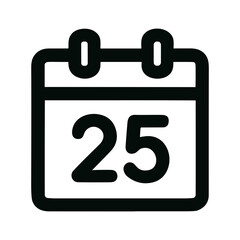 Minimalist Outline Calendar Date Twenty Five Icon Isolated Symbol