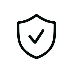 Simple Outline Shield Checkmark Symbol Shape Secure Safety Icon