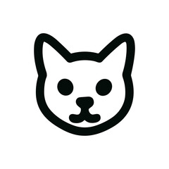 Simple Outline Drawing of a Cute Cat Face Pet Illustration