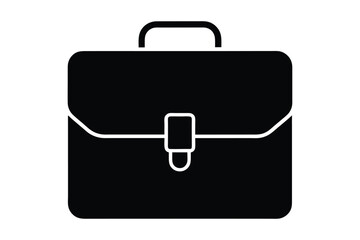 Black Silhouette Business briefcase isolated on white Background 