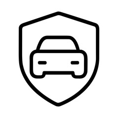 Minimalist Outline Car in Shield Icon for Automotive and Security Services