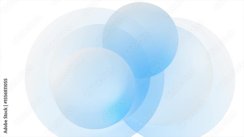 Poster Bright blue glossy circles shiny abstract minimal geometric background. Seamless looping tech motion design. Video animation Ultra HD 4K 3840x2160