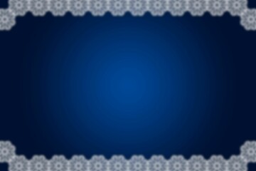 White lace-like border pattern is framing deep blue gradient backdrop in vector art, copy space