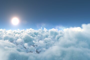 Scenic view of bright sun over white cloudscape
