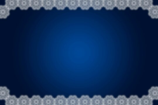 Fototapeta White lace-like border pattern is framing deep blue gradient backdrop in vector art, copy space