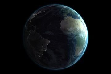 Planet earth against black background