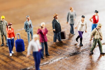 Figurines on wooden table