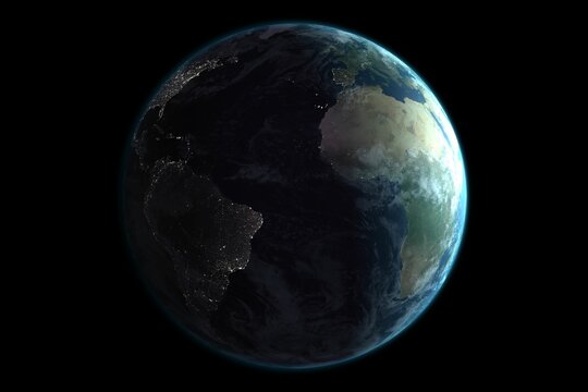 Fototapeta Planet earth against black background