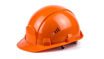 Fototapeta premium Orange safety helmet on white background (1)