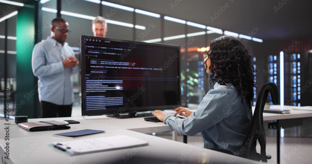 Poster Multiracial Programming Team Working Together