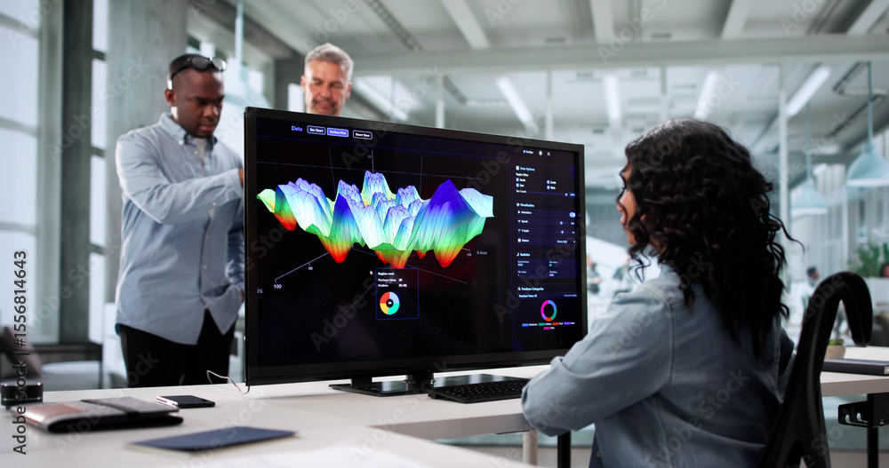Poster Female Analyst Using Computer For Data Analysis