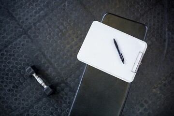 Overhead shot of note pad and pen