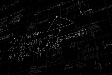 Low angle view of mathematical equations with solution