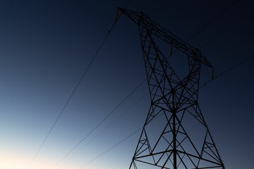 The evening electricity pylon silhouette