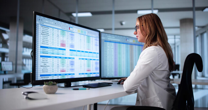 Female Healthcare Data Technology Analyst Overseeing Medical Coding