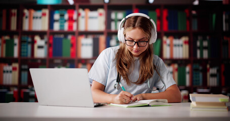 Dedicated Student Researching Medicine With Laptop
