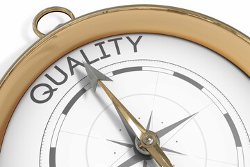 Compass pointing to quality
