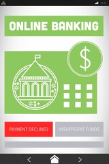 Online banking text on green mobile display