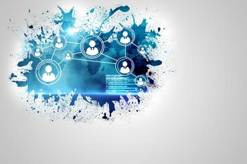 Obraz premium Splash on wall revealing technology interface