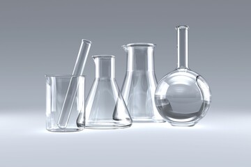 Laboratory flask with chemical solutions