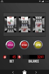 Slot machine app with text on mobile screen
