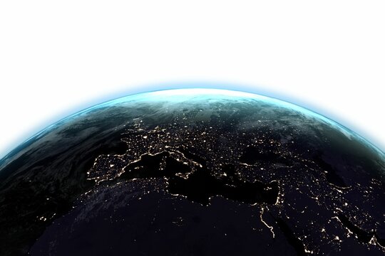 Fototapeta Digitally composite image of Earth against white background
