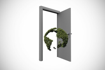 Topiary of globe at doorway
