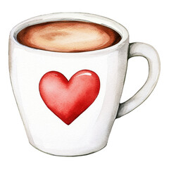Heart Decorated Coffee Cup with Warm Beverage in Light Wood Background