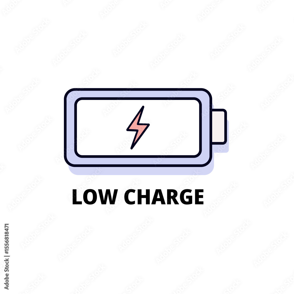Poster an icon showing a battery with a lightning bolt, indicating a low charge status. a clear visual aler