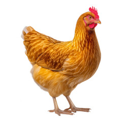 Fototapeta premium Close-up View of Healthy Domestic Chicken with Vibrant Orange Feathers and Majestic Crest