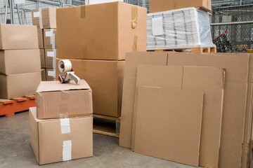 Cardboard boxes in warehouse