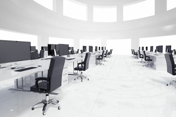 Open space with black computers