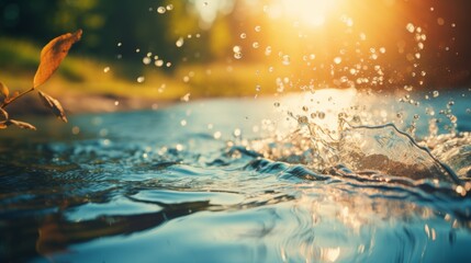 Nature s essence  captivating water splashes symbolizing life in minimalist light tones