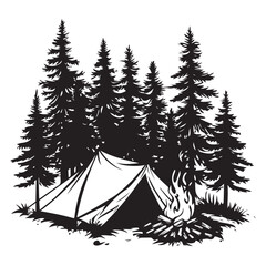Obraz premium camping tent clip art design, Tent in a forest