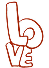 Obraz premium LOVE word in cute doodle design. Great for valentine day cards, wedding invitations and romantic decoration.