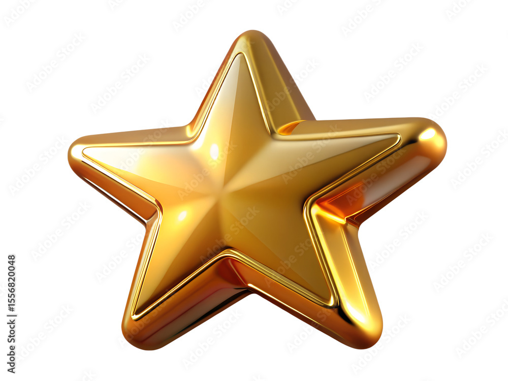 Fototapete a gleaming highly polished realistic five pointed golden star rendered in 3d with a reflective surfa