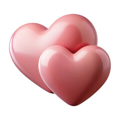 3d realistic pink hearts isolated on transparent background