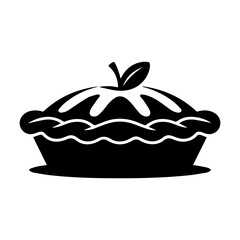 Clean Silhouette An apple pie With White Background Design