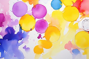Vibrant circle of gouache with brush highlighting minimalist art aesthetic in close up view