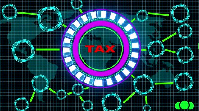 4k Businessman presses button tax in network online business, communication network Business people social network and business connections. Futuristic digital technology animated background concept.