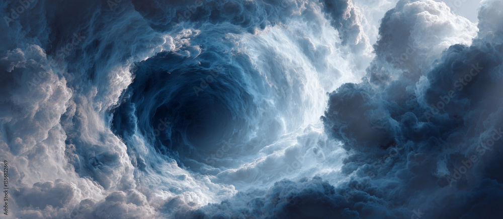 Aufkleber tunnel of light in clouds. massive circular cloud formation with dark center resembling vortex in sk