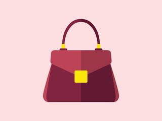 Flat Style Elegant Burgundy Handbag Design Element Icon for Fashion