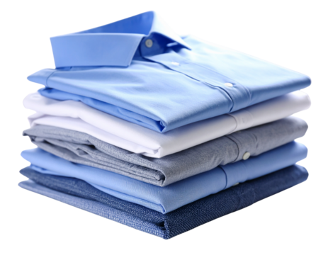 Stack of Neatly Folded Men’s Shirts in Mixed Colors and Textures