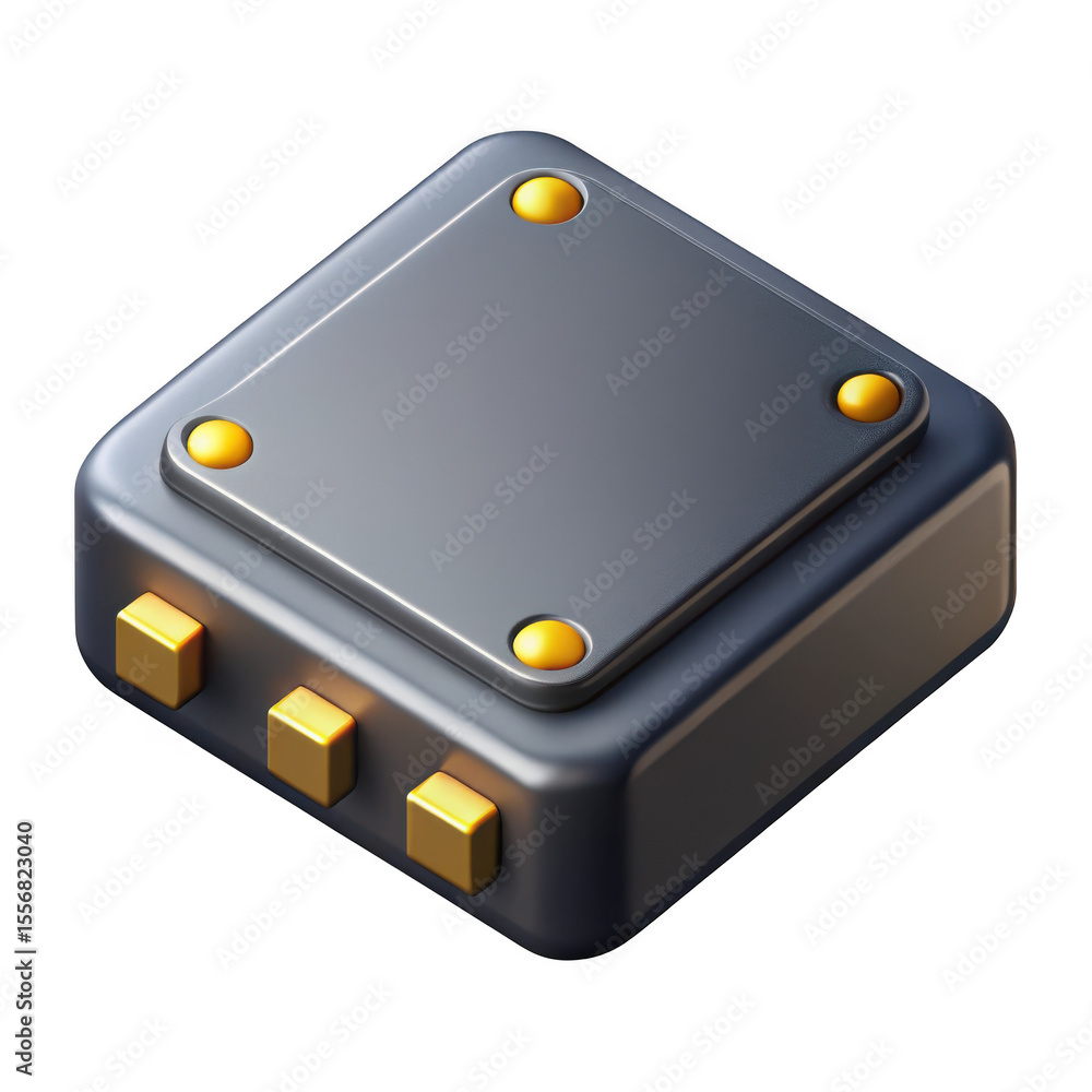 Poster 3d render of futuristic tech component isolated on transparent background