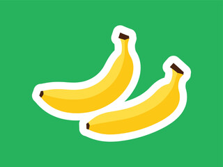 Flat Design Delicious Two Banana Fruit Illustration with White Outline Shape
