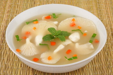 Healthy vegetarian foods - homemade creamy mushroom soup.