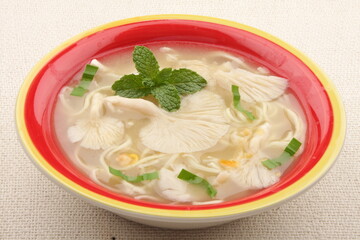 Fresh hot creamy mushroom cream soup.