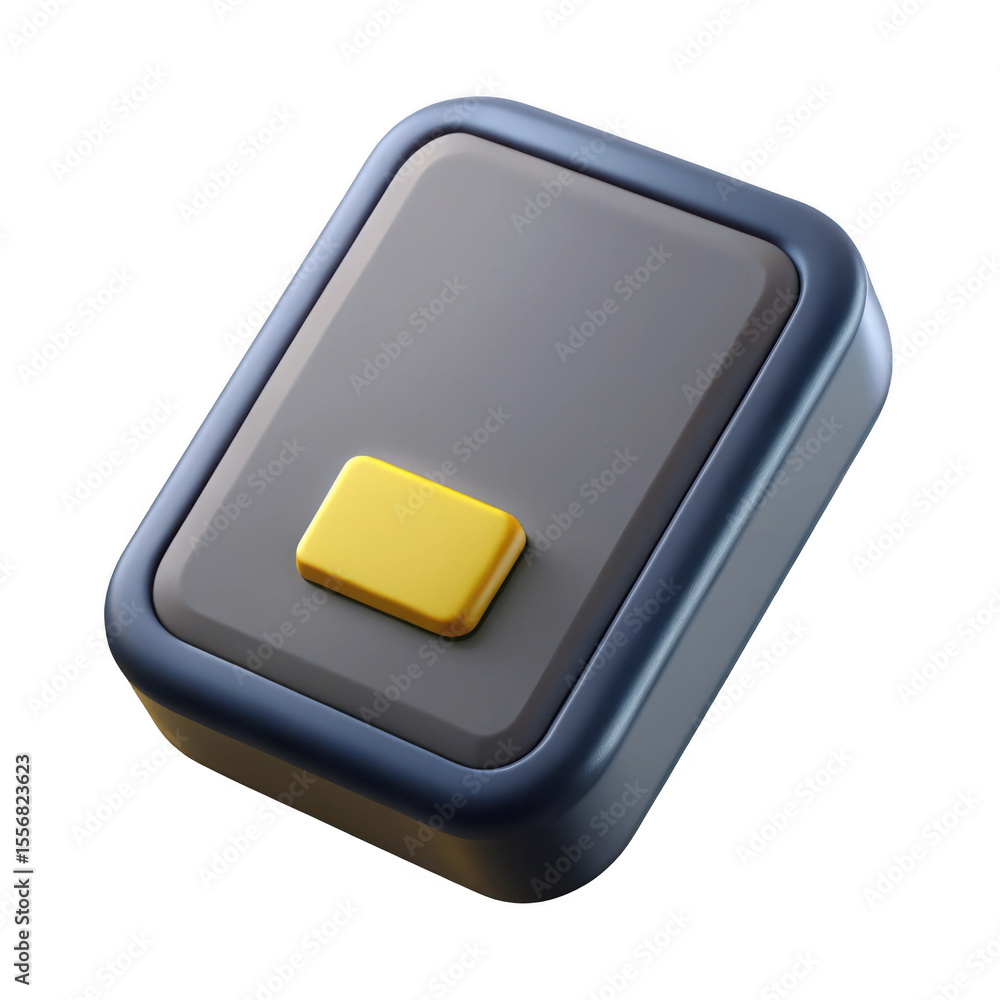 Aufkleber 3d render of a realistic gray and yellow button isolated on transparent background
